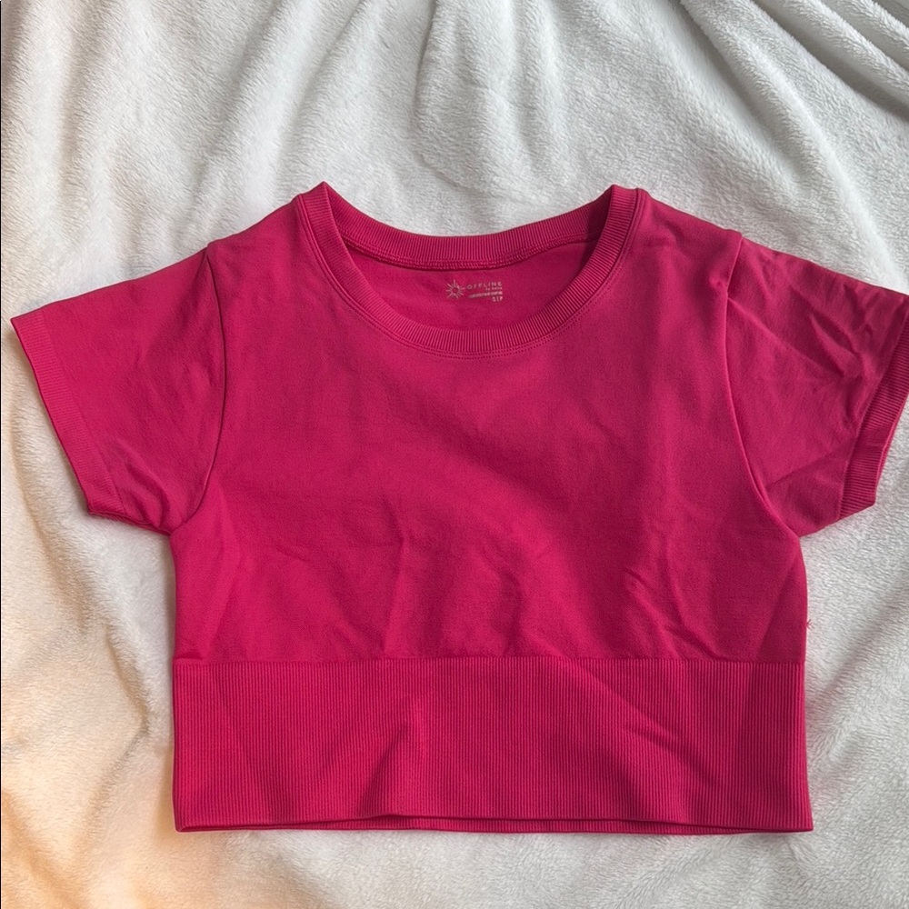 Aerie Pink Crop Top Crew Neck